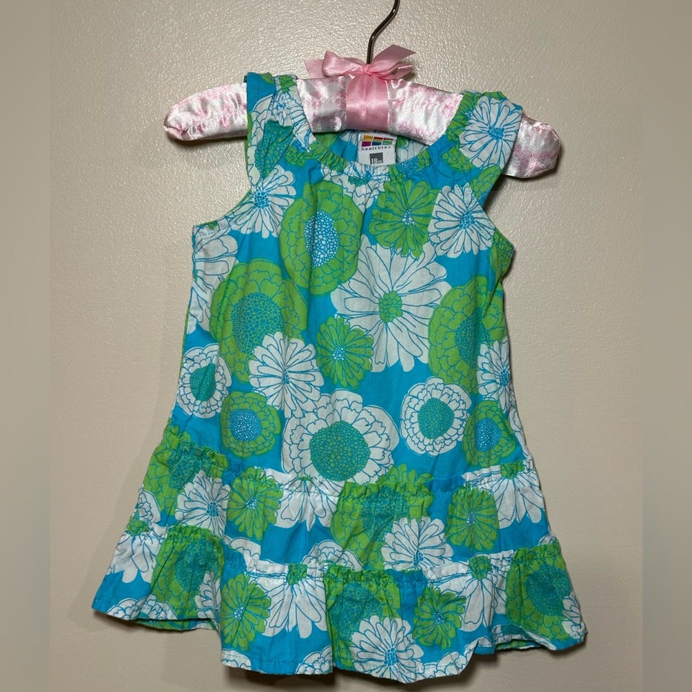 Healthtex Vintage Blue and Green Floral Kids Dress